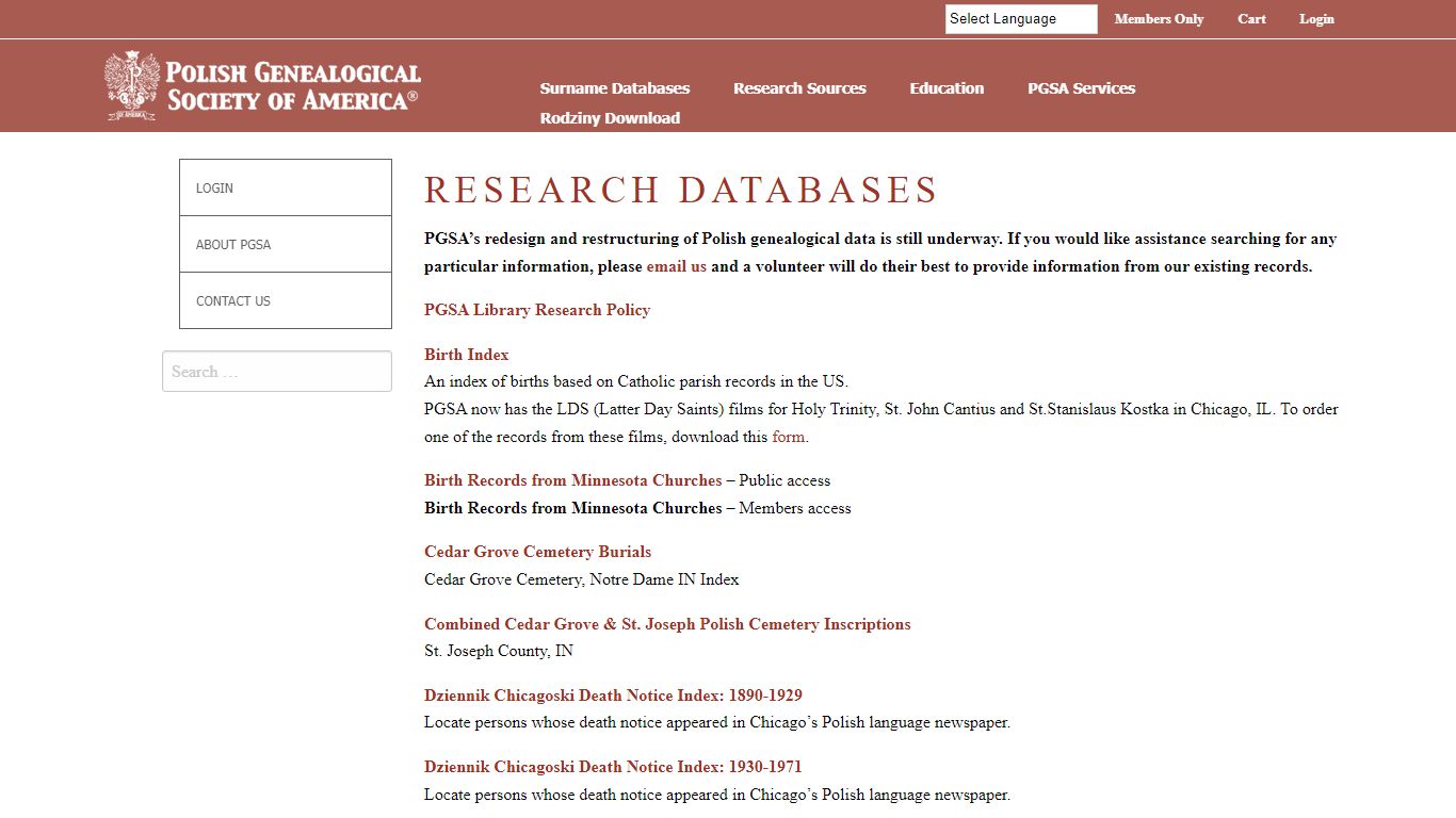 Research Databases - Polish Genealogical Society of America