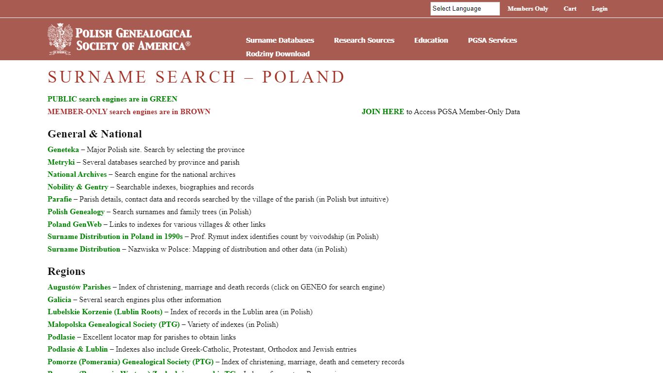 Surname Search - Poland - Polish Genealogical Society of America